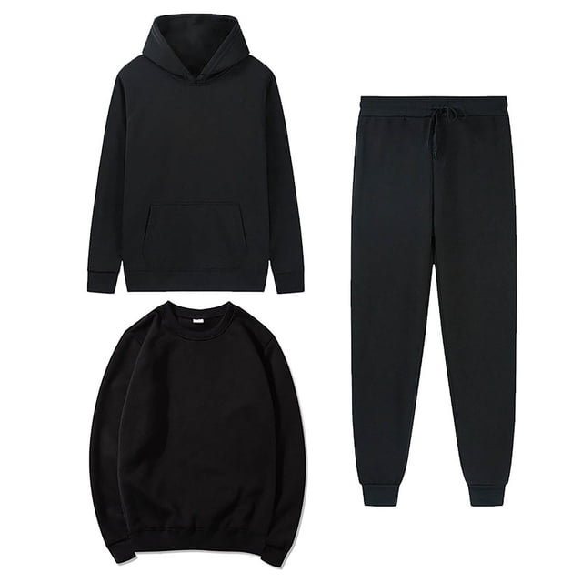 MeetoTime Women's 3 Piece Outfit Tracksuit Pullover Top Hooded Sweatshirt and Sweatpants Lounge Set