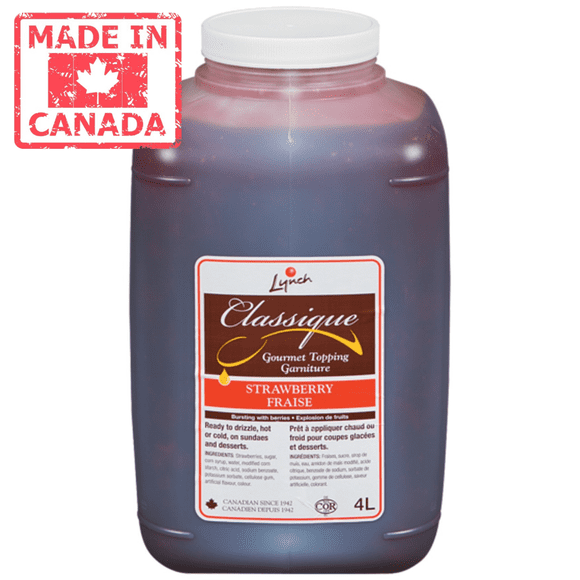 Lynch Strawberry Ice Cream Topping, Premium Fruit Dessert Sauce, 4 L (1.06 Gallon) Bulk Foodservice Jug