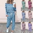 thumbnail image 2 of UPPADA Ensembles Deux Pièces Confortables pour Femmes Automne, Survêtement pour Femmes Tenue 2 Pcs Chandails à Col Rond Chandails Molletonnés Hauts à Enfiler Pantalons Jogger Ensembles de Détente avec Poches Bleu Pâle, TTTG, 2 of 6