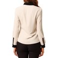 thumbnail image 3 of INSPIRE CHIC Women's Color Block Button Up Long Sleeve Work Shirt Beige 3X-Large, 3 of 7