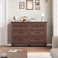 thumbnail image 3 of AKDSteel Rustic Modern Wide Dresser with 6 Drawers – Sturdy MDF Storage Cabinet with Unique Drawer Design, Suitable for Bedroom, Living Room & Hallway, 3 of 7