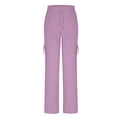 thumbnail image 4 of Timegard Womens Pants Workout Comfy High Waist Wide Leg Trousers Straight Solid Colar Pants with Button Pocket, 4 of 7
