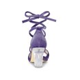 thumbnail image 2 of BLISSFUL STEP Women Velvet Lace-Up Clear Block Heel Sandals Elegant Purple 9, 2 of 7