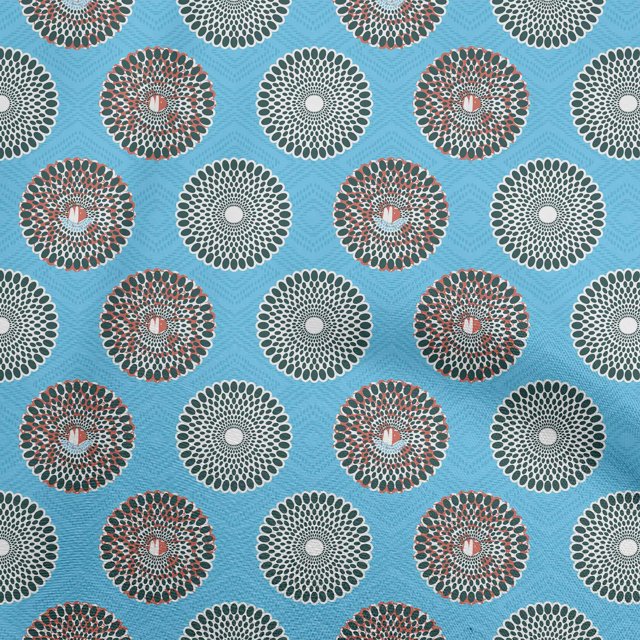 oneOone Cotton Silk Turquoise Blue Fabric Asian Block Sewing Craft Projects Fabric Prints by Yard 42 Inch Wide