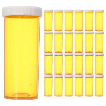 25Pcs Orange Compact Empty Pill Bottles for Travel Medicine Storage Containers