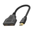thumbnail image 1 of HDMI Splitter 1080P Dual Port Y Splitter 1 In 2 Out Cable Male to Female Adapter for LCD TV, 1 of 7