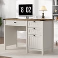 thumbnail image 1 of FIAKOA 45"Executive Desk, Modern Farmhouse Computer Desk with Drawers & Cabinet, White Home Office Desk Writing Workspace for Work Study, 1 of 8