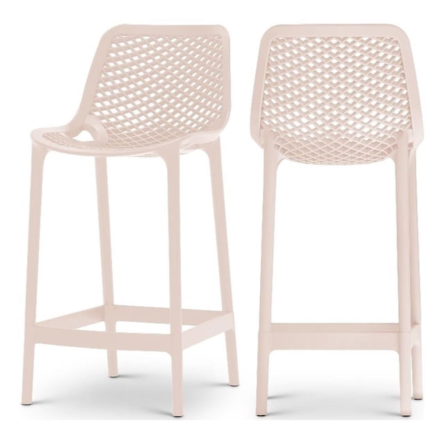 Meridian Furniture Mykonos Tabouret de Patio Extérieur Rose (Ensemble de 4)