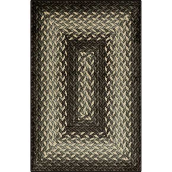 Maples Rugs Marion Tapis à Motif Bohème Tressé – Fabriqué aux É.-U. – Lavable, Antidérapant, Profil Bas, Petit Tapis d'Intérieur pour Entrée et Cuisine, 46 Pouces x 30 Pouces, Noir