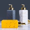 thumbnail image 3 of Qeeadeea Marble Ceramic Foaming Soap Dispenser, Cubic Foam Soap Dispenser With Gold Pump, Hand Foaming Dispenser, For Barthroom Kitchen-grey-Foam Bottle, 3 of 7