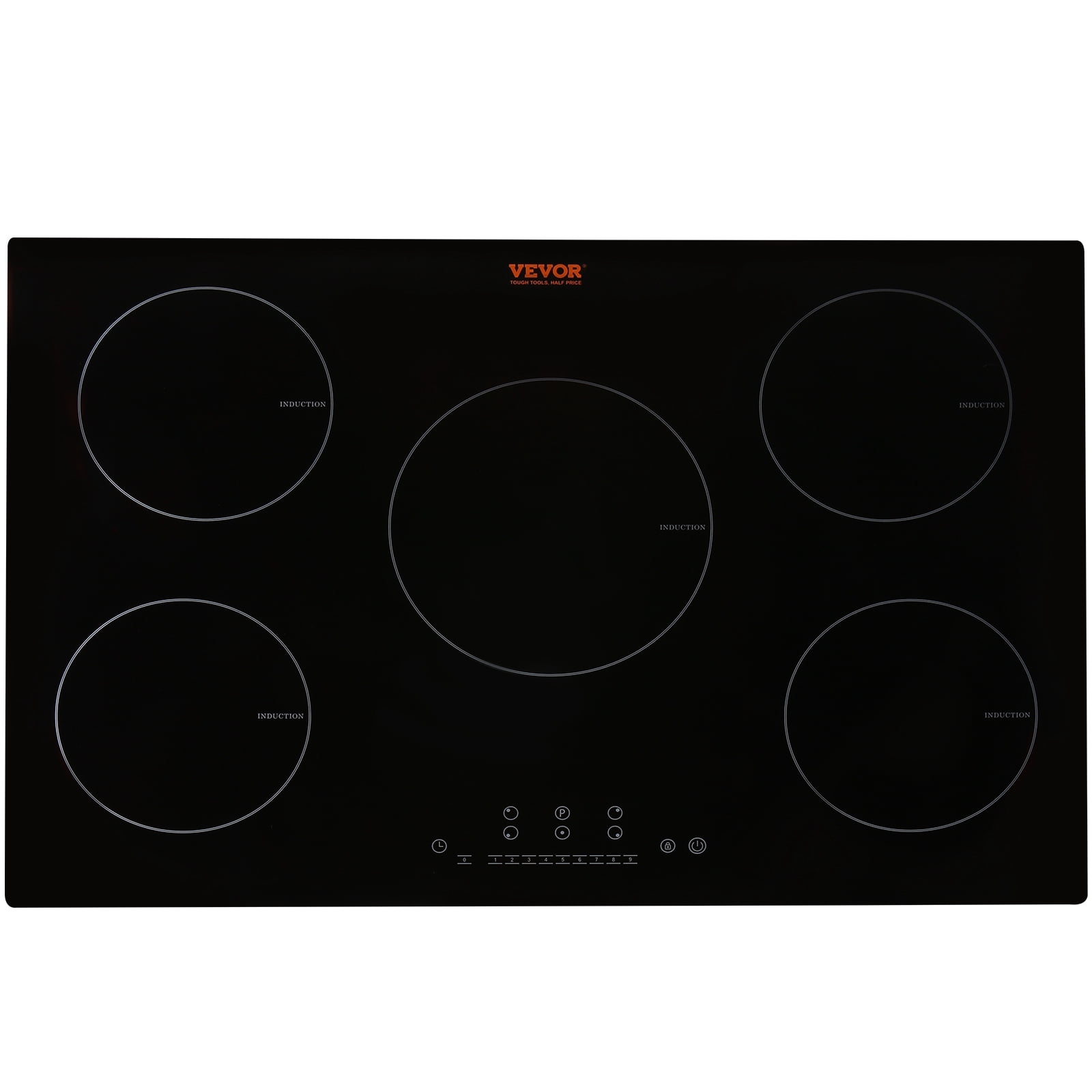 VEVOR Electric Cooktop, 5 Burners, 30'' Induction Stove Top, Built-in Magnetic Cooktop 9200W, 9 Heating Level Multifunctional Burner, LED Touch Screen w/ Child Lock & Over-Temperature Protection