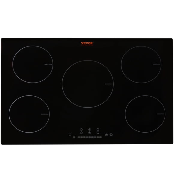 VEVOR Electric Cooktop, 5 Burners, 30'' Induction Stove Top, Built-in Magnetic Cooktop 9200W, 9 Heating Level Multifunctional Burner, LED Touch Screen w/ Child Lock & Over-Temperature Protection