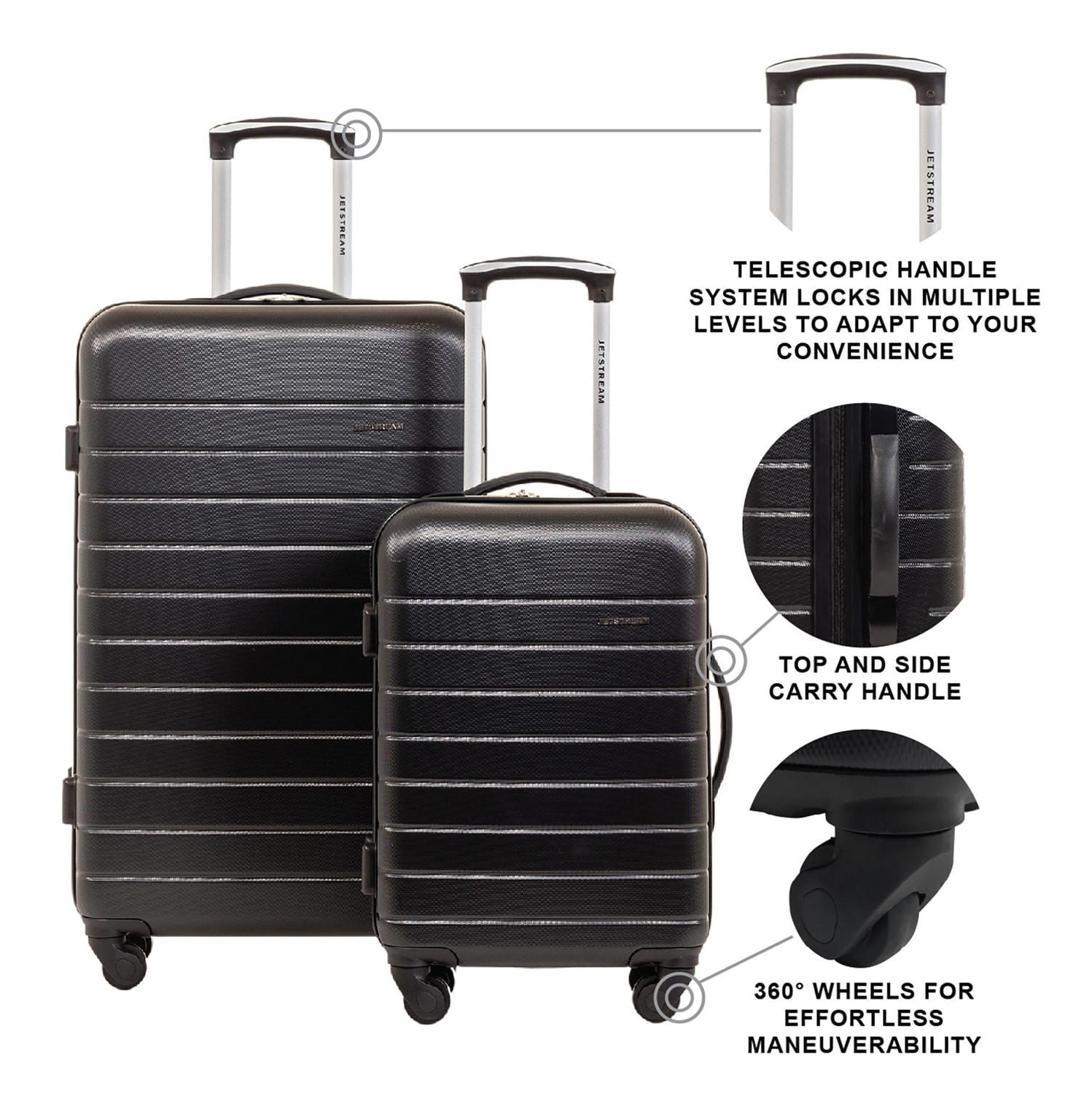 Jetstream® Hardside 2 Piece Luggage Set: 26" Medium Checked Suitcase and Carry-On Luggage