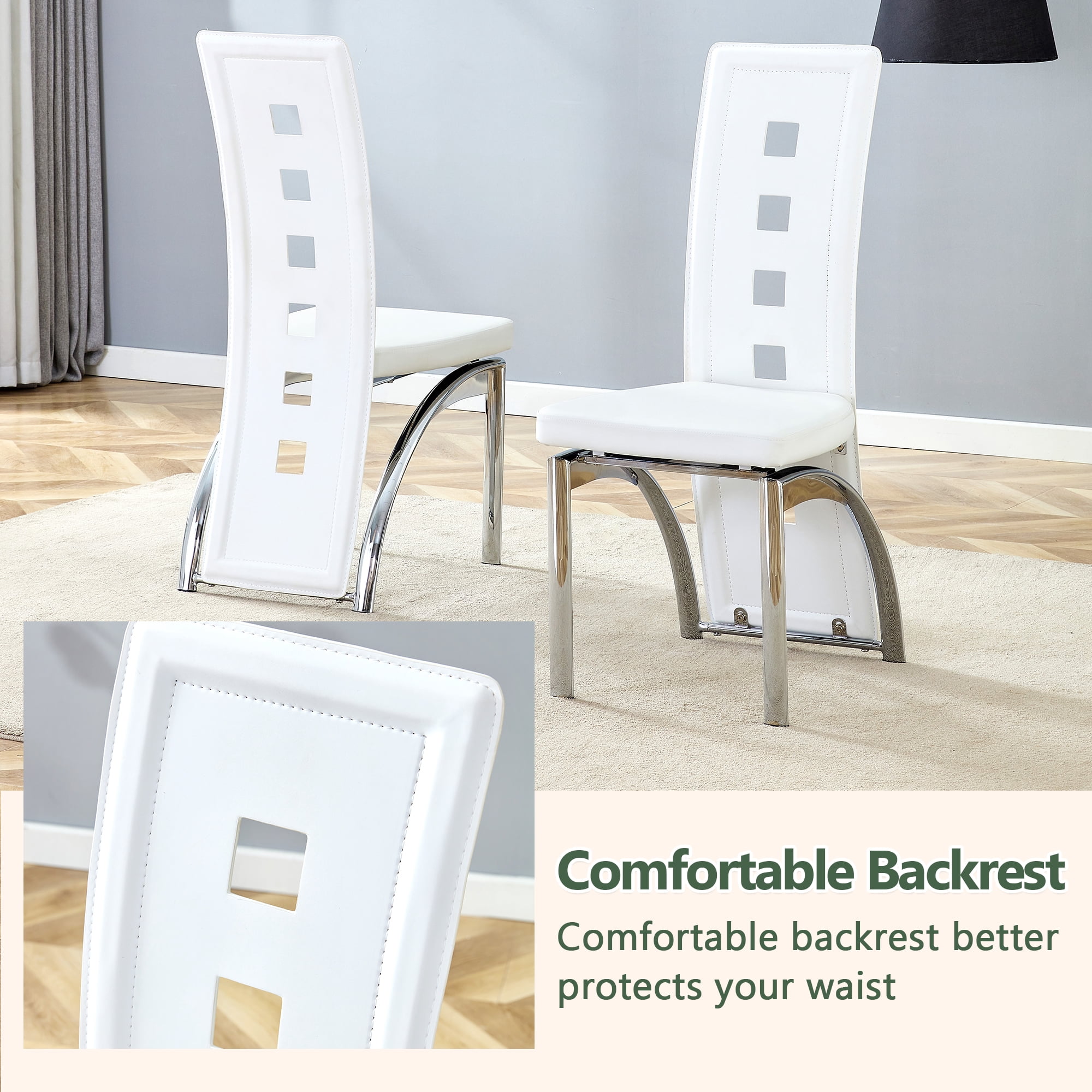 Noble House Modern Minimalist 2-Piece Dining Chair Set - White Saddleback