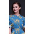 thumbnail image 4 of Bimba Rayon Black Berry & Yellow Sparrow Bird Printed Womens Long MaxiDressGown With Side Slit-Small, 4 of 6