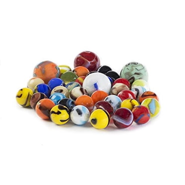 Ader Products My Toy House Glass Marbles Bulk Set Of 40 (36 Players And 4 Shooters) Assorted Colors With Game Marbles Rules