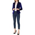 thumbnail image 2 of INSPIRE CHIC Women's Velvet Blazer Solid Color Shawl Collar One Button Wear-to-Work Blazer M Royal Blue, 2 of 7