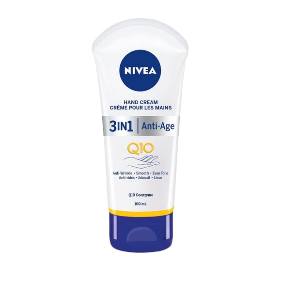 NIVEA 3-in-1 Q10 Anti-Age Hand Cream (100mL), Hand Cream for Normal to Dry Hands, Moisture Care Formula for Smooth Hands, For Use After Hand Sanitizer or Hand Soap