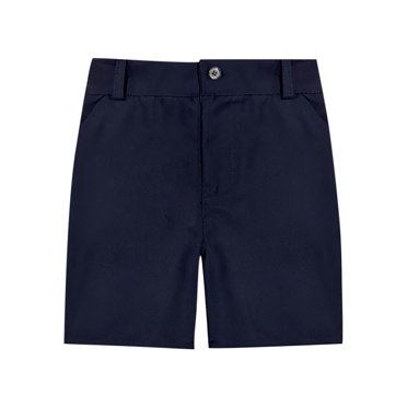 Shorts de Golf pour Garçons, Extensibles, Uniforme Scolaire, Vêtements pour Enfants, devant Plat, Chino Habillé, Sergé Hybride, Shorts Décontractés, Poches, Marine, 13-14 Ans