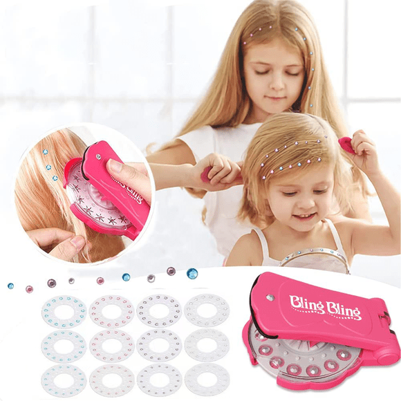 Hair Gems Bling Hair Bedazzler Kit with 180 Hair Gems Kids Styling Hair Tool Simple Operations Hair Jewels Set Children's New Toy Set for Girls Fashion