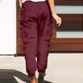 thumbnail image 2 of Clearance-Sale Legging with Pocket for Women Solid Color Plus Casual Leggings Drawstring Stretchy Low Waist Ruched Womens Sweaterpants Multiple Pocket Softy Work Pants for Women Weekly-Deals（Wine,3XL）, 2 of 8