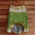 thumbnail image 2 of WTXUE Chandail Vintage Fair Isle pour Femmes, Col Rond Décontracté, Manches Longues, Chandail Tricoté, Imprimé Artistique, Léger, Rétro, Blouses Surdimensionnées, Confortable, Doux, Boho, Vert Clair P, 2 of 3