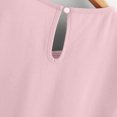 thumbnail image 4 of Chemise Décontractée pour Femme en Chiffon Uni à Manches Courtes et Col Rond, Blouse à Manches Courtes (Rose, M), 4 of 6