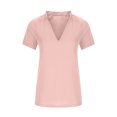 thumbnail image 4 of Birdeem Mode Femmes Décontracté Uni Chandail à Enfiler Col en V Manches Courtes T-Shirt Hauts Blouse, 4 of 5