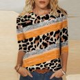 thumbnail image 2 of CEHVOM T-shirt Ample à Imprimé Léopard pour Femme, Manches 3/4, Col Rond, Haut Décontracté, Liquidation, 2 of 5