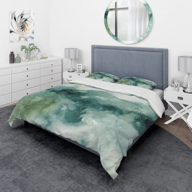 Designart 'Lost into the Blue' Geometric Bedding Set - Duvet Cover & Shams