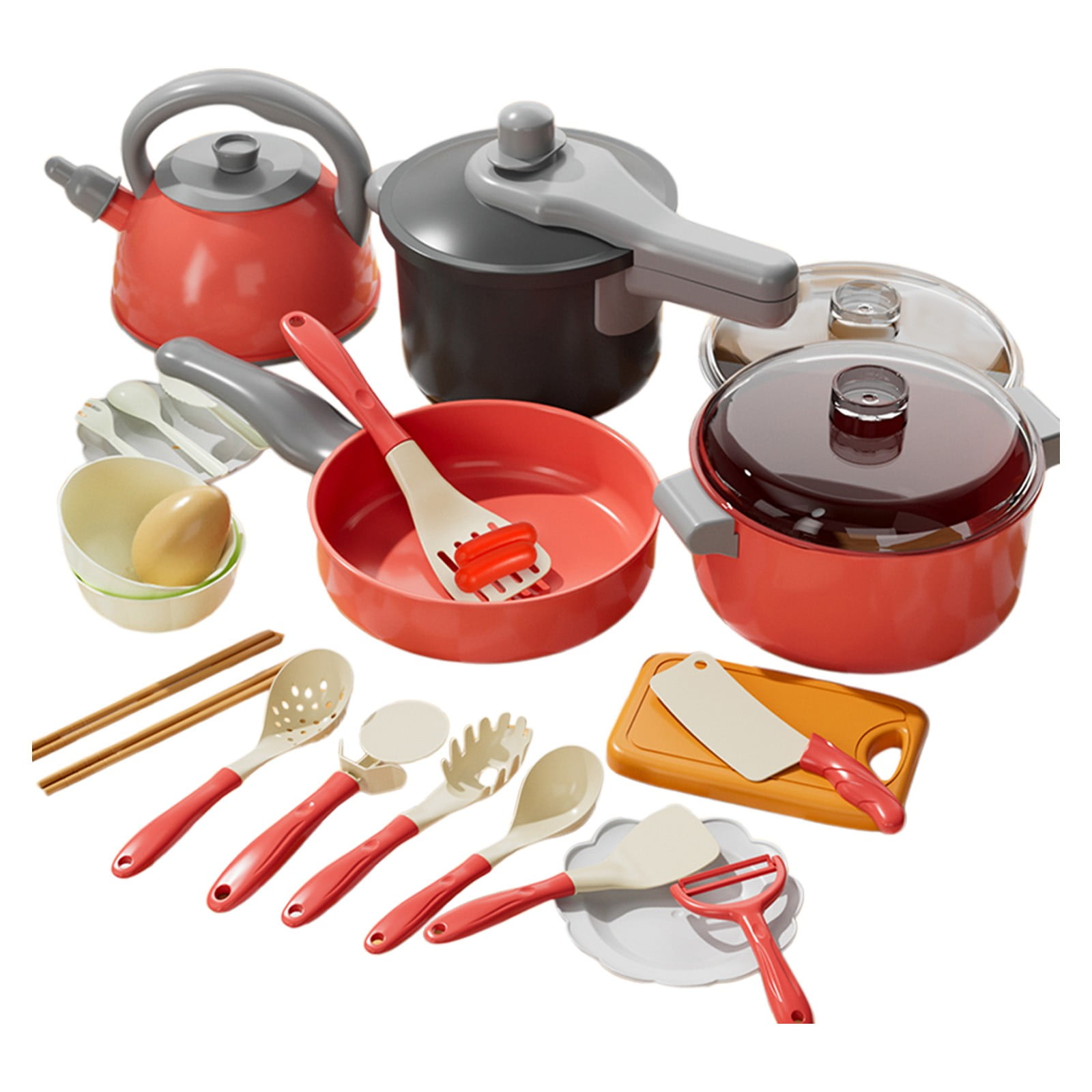 Set De Cuisine En Bois De 21 Pièces Pour Tout-petits - Casserole, Poêle, Aliments Factices, Jouet D'imitation Montessori
