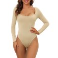 thumbnail image 1 of INSPIRE CHIC Justaucorps à Manches Longues pour Femmes Shapewear Ajusté Extensible Col Carré Justaucorps Combinaison m Kaki, 1 of 5