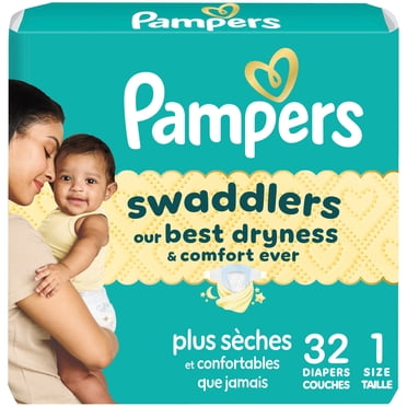 Pampers Swaddlers Diapers, Size 1 (8-14 lbs), Absorbent, Keeps Baby Dry and Comfortable, Skin Safe Disposable Baby Diaper