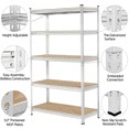 thumbnail image 3 of FullFurnique 73.5″ Height 5 Tiers Adjustable Boltless Storage Shelf, Silver, 3 of 8