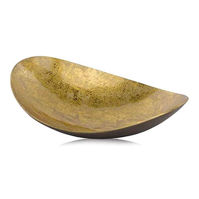 Modern Day Accents Oblong Metallic Tray Bowl, Brown, Gold