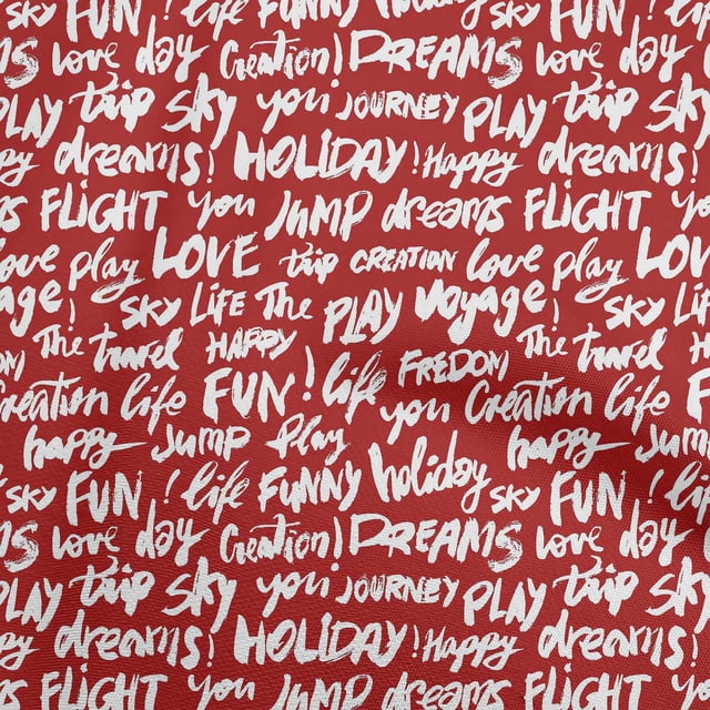 oneOone Tissu Popeline de Coton Rouge Texte Matériel de Couture Imprimé Tissu au Mètre 42 Pouces de Large-Dk