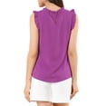 thumbnail image 3 of INSPIRE CHIC Blouse Sans Manches pour Femme, à Volants, Plissée, Blouse CHIC pour le Travail, S Fuchsia, 3 of 7