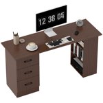 HOMCOM Bureau d'ordinateur avec 3-Tier Étagères de rangement, Bureau à domicile, Walnut