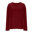 thumbnail image 4 of Women's Plus Size Long Sleeve Tunic Top Crew Neck Basic Oversized T Shirts Blouse with Pockets, 4 of 5