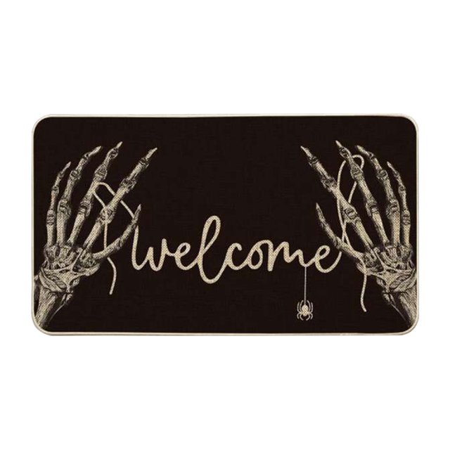 Tapis d'Entrée Style C Halloween Orange Multicolore Polyester 16X23.62 Pouces Antidérapant pour Porte d'Entrée Multicolore