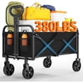 thumbnail image 4 of BeesClover Heavy Duty Collapsible Wagon Cart, 380Lb Capacity Foldable Utility Wagon with 5" All-Terrain Wheels & Drink Holders for Grocery Shopping, Beach Camping & Sports Events, 4 of 10