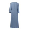 thumbnail image 5 of Robes d'Été pour Femmes 2025 Robe en Chiffon Col en V Manches Longues Plissée Longueur Midi Bleu Ciel m, 5 of 5
