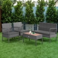 thumbnail image 1 of Costway 4PCS Patio Rattan Furniture Set Cushioned Chair Wooden Tabletop Gray, 1 of 9