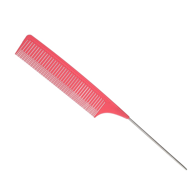 Unique Bargains Wide Tooth Hair Brush Tail Comb for Home Use Styling Comb Plastic Pink