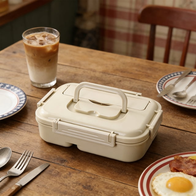 BUTASY Bento Box Plastic Lunch Box Simply Divided Lunch Box Outdoor Sealed Portable Fast Food Box Student and Office Worker Bento Box Lunch Box