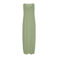thumbnail image 3 of LOVZFMLL Robes pour Femmes Col Rond Uni Manches Courtes/sans Manches Robes Débardeur d'Été Décontractées Amples Plage Maxi Robes Soleil Vert Armée A TTG, 3 of 4