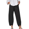thumbnail image 1 of Coloody Women's Plus Size Boho Baggy Cropped Harem Pants with Pockets, Linen, 1 of 6