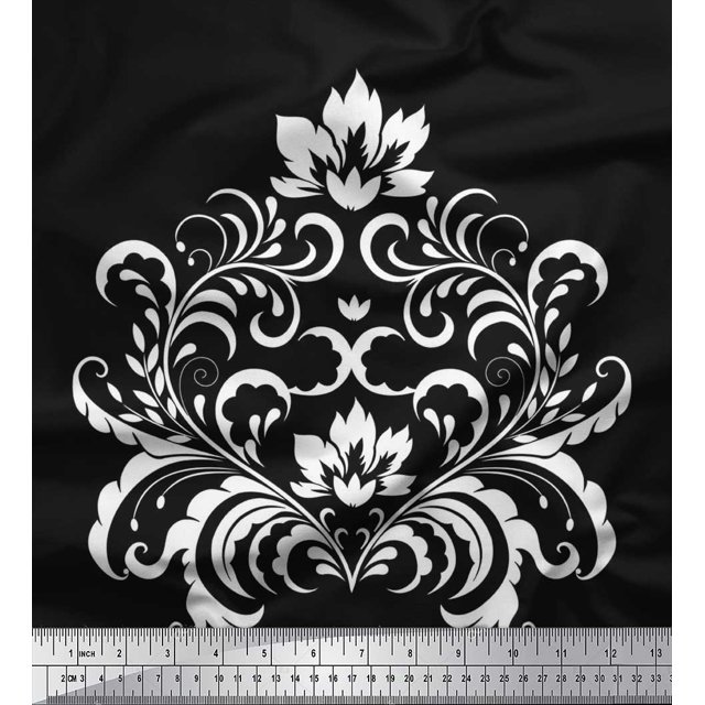Soimoi Rayon Fabric Ogee Damask Print Fabric by the Yard 56 Inch Wide