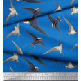 thumbnail image 3 of Soimoi Blue Rayon Crepe Fabric Flying Woodpecker Bird Decor Fabric Printed Yard 46 Inch Wide, 3 of 3