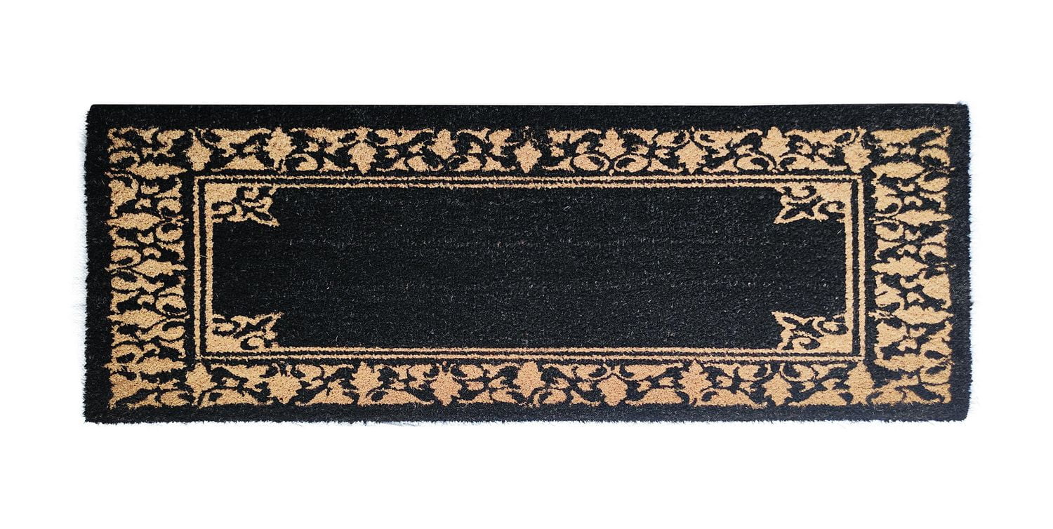 Paillasson noir fantaisie Home Décor Inc. – Fibre de coco naturelle durable, envers antidérapant